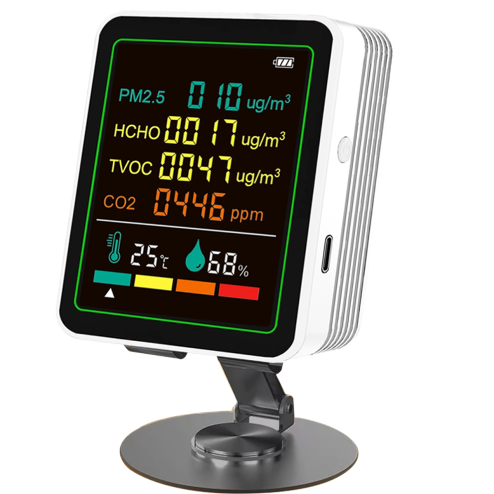 6In1 Digital Air Quality Monitor Detector Formaldehyde Tvoc White 4711191777027