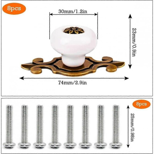 Door Knobs Ceramic Cabinet Knob Cabinet Knobs Vintage Drawer Knobs 8 Pieces Metal Knobs for Office Drawers and Cupboard 1