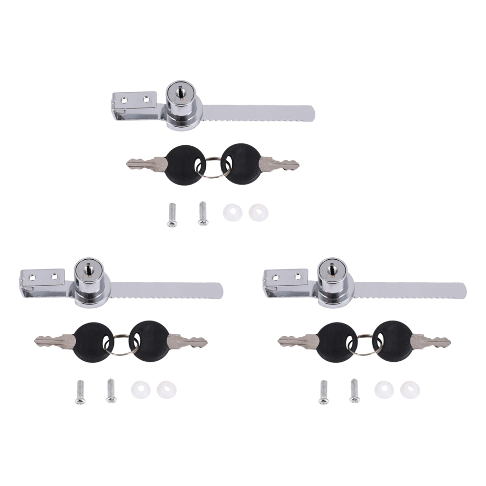 Display Case Lock Sliding Glass Door Ratchet Lock with 2 Keys-image-OPC-PJ98GCW-NEW