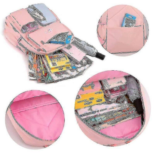 School Bag, Junior High School Students Backpack Trend Backpack Small Purple And Pink 2