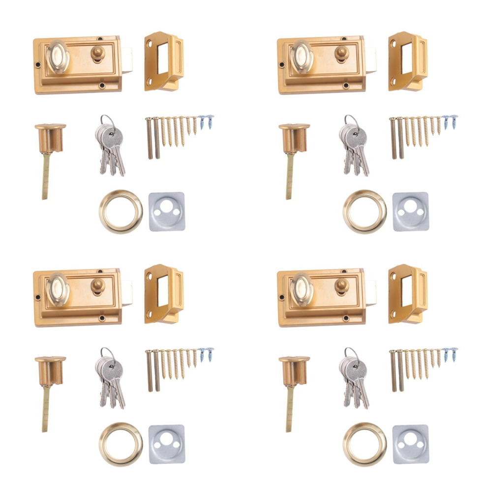 Zinc Cylinder Deadbolt Latch Lock For Night Gate Door Entrance,Gold 4711191783929