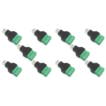 5 Pcs RJ12 Male to 6 Pins Screw Terminal Block Adapter