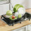 Kitchen Multifunction Storage Holder, Tableware Asphalt Rack Fruit Vegetable Tableware Storage Net Rack Two-way Pull-out Sinks Asphalt 5