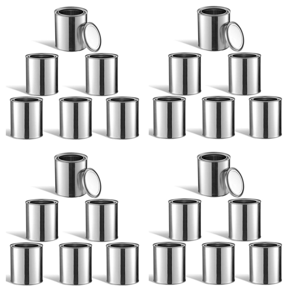 12Pc Metal Paint Cans 0.5L Empty Unlined Paint Cans Metal Paint Pails-image-OPC-PJ98HG9-NEW