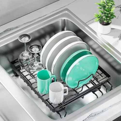 Kitchen Multifunction Storage Holder, Tableware Asphalt Rack Fruit Vegetable Tableware Storage Net Rack Two-way Pull-out Sinks Asphalt 2