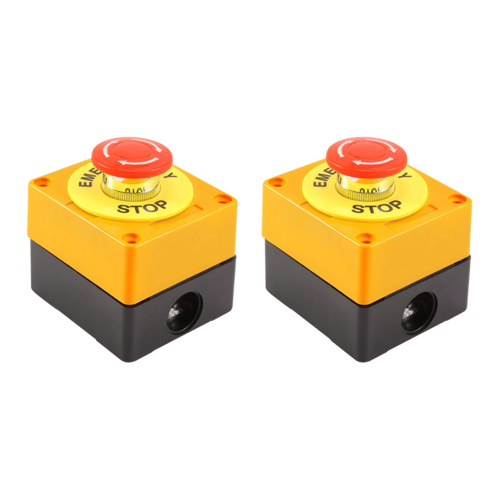 2Pcs Red Mushroom Emergency Stop Shut Off Push Button Switch No 4711191790385
