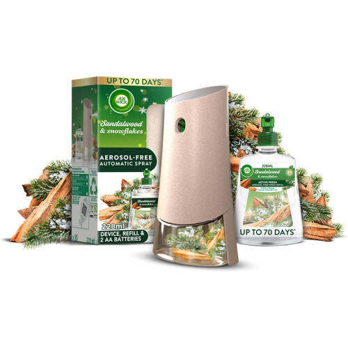 Air Wick Air Wick Active Fresh Automatic Spray Diffuser Unit + Sandalwood & Snowflakes Refill 228ml