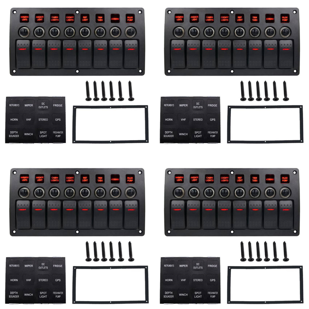 Boat Car Marine Rocker Switch Panel 8 Gang 3Pin & Circuit Breaker 4711191791771