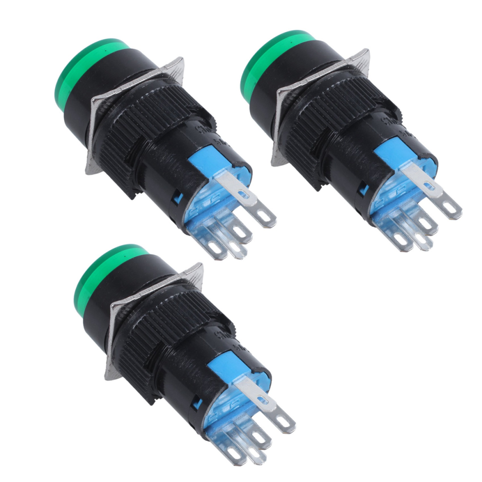 Ac 250V 5A Spdt 1No 1Nc Green Push Button Switch W 220V Led Lamp 4711191791504