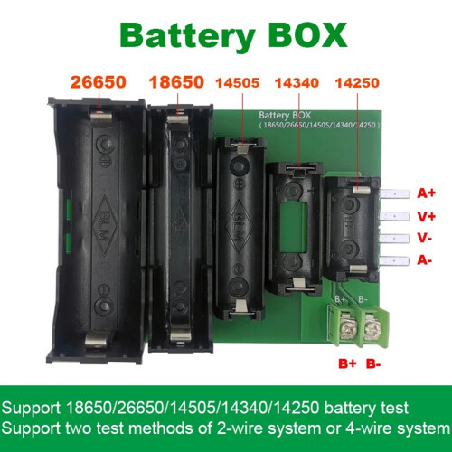 Battery Tester Case 4 & 2-Wire Terminal 18650 26650 14505 1