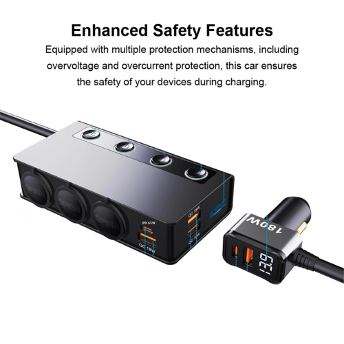 Car Adapter New 3-Socket 3.1A Charger Charger USB 2