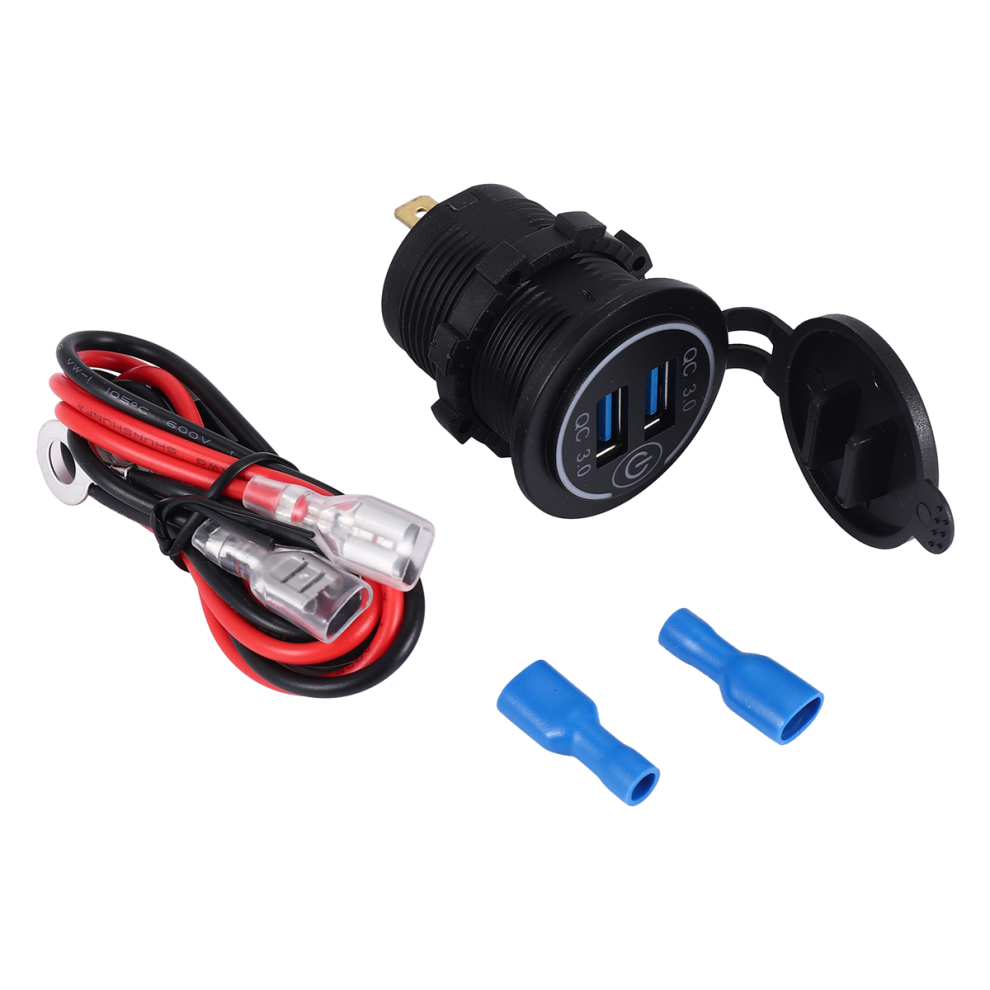 Qc 3.0 Dual Usb Charger Socket,For Car, Marine,Boat,Motorcycle,Green 4711191798725