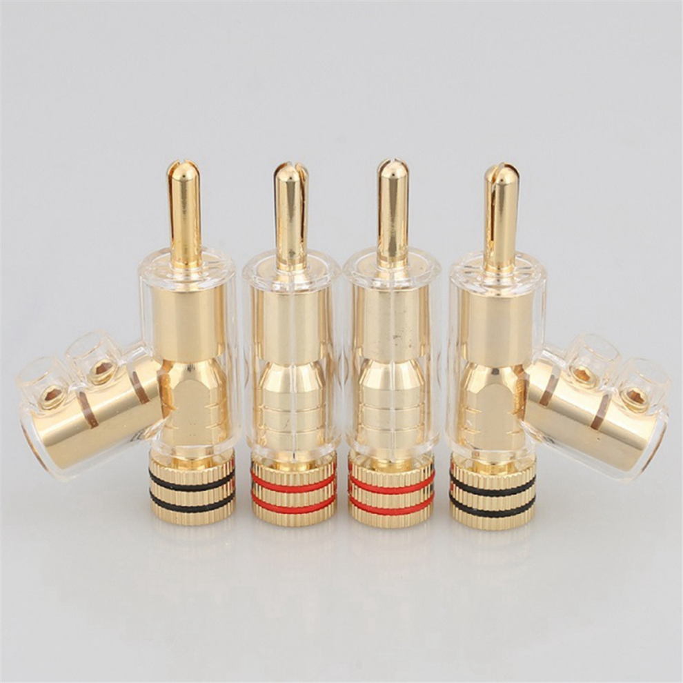 4Pcs Banana Plugs 45 Degree Angled Banana Connectors Gold 4711191701107