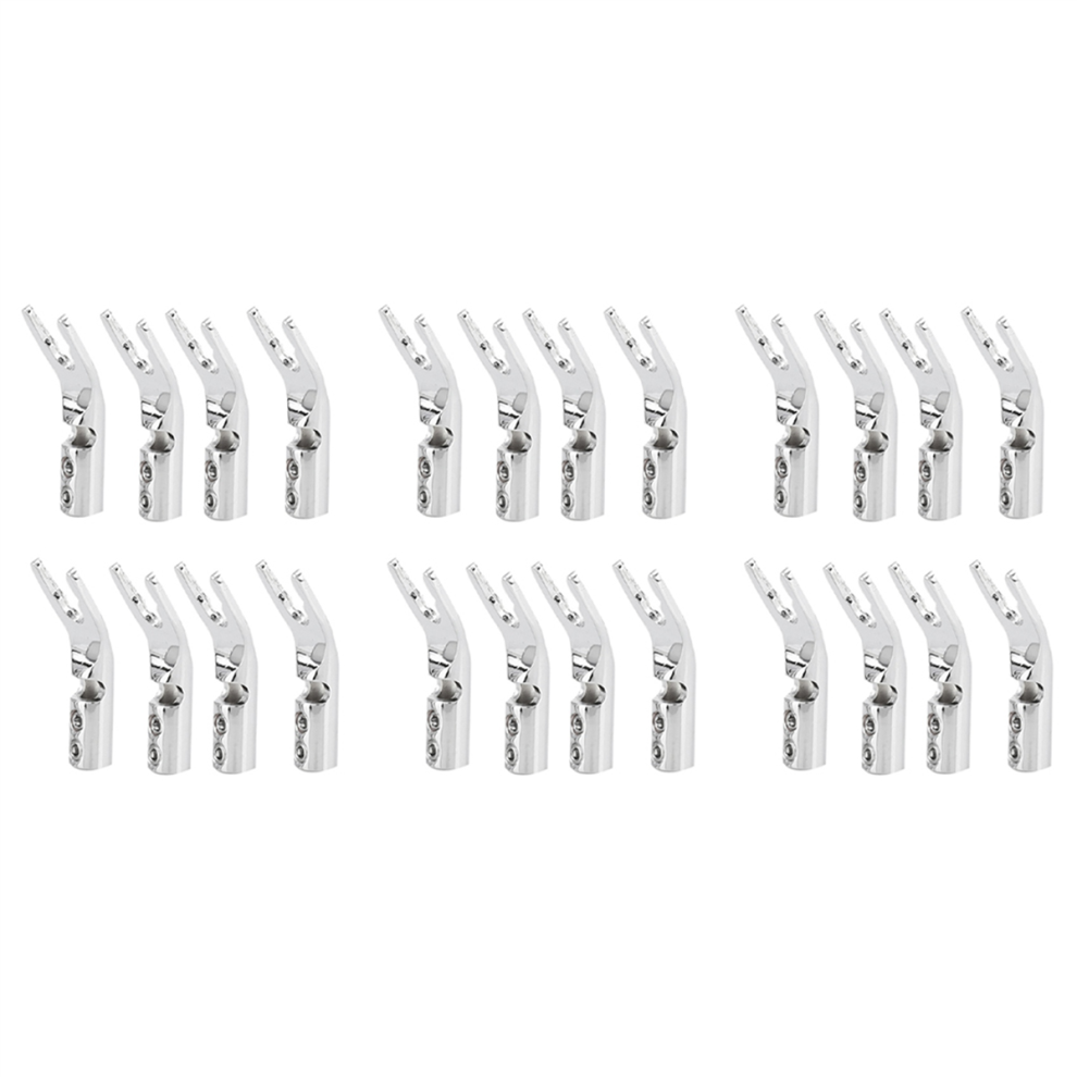 Screw Fork Hifi Speaker Spade Connector Plugs- Silver 4711191702869