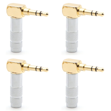 3.5mm L Shape Jack Gold Plated 90 Degree Angle Audio Plug Silver
