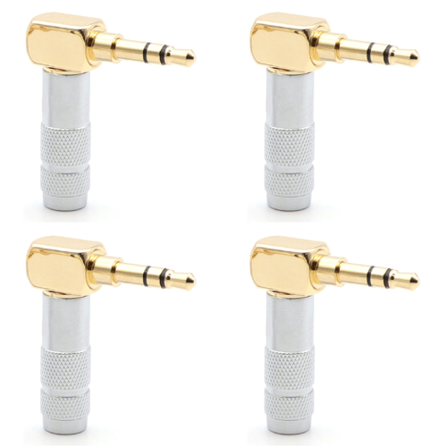 3.5mm L Shape Jack Gold Plated 90 Degree Angle Audio Plug Silver