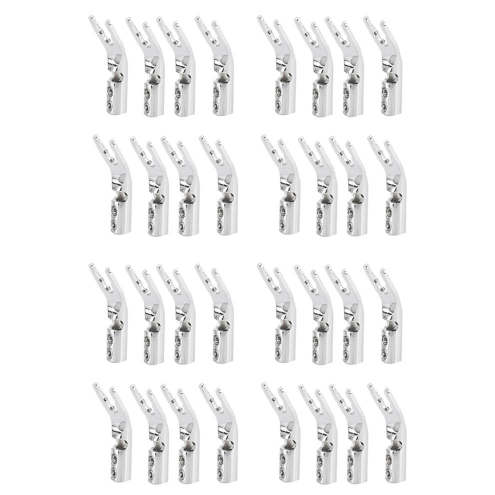 Screw Fork Hifi Speaker Spade Connector Plugs-Silver 4711191702876