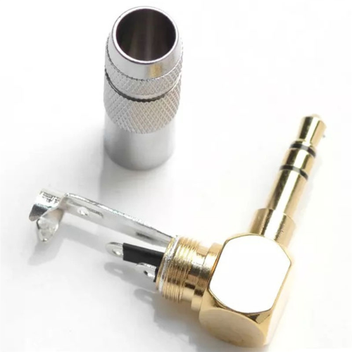 3.5mm L Shape Jack Gold Plated 90 Degree Angle Audio Plug Silver 2