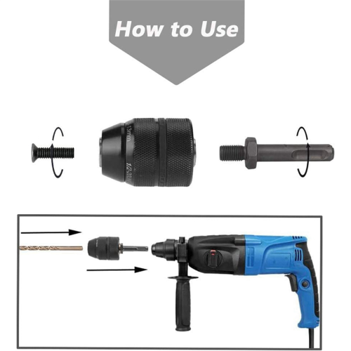 2-13MM Keyless Drill Chuck with SDS Plus Shank ,1/2-20UNF Impact Tool 2