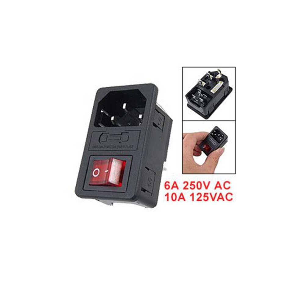Inlet Male Power Socket With Fuse Switch 10A 250V 3 Pin Iec320 C14 4712844916305