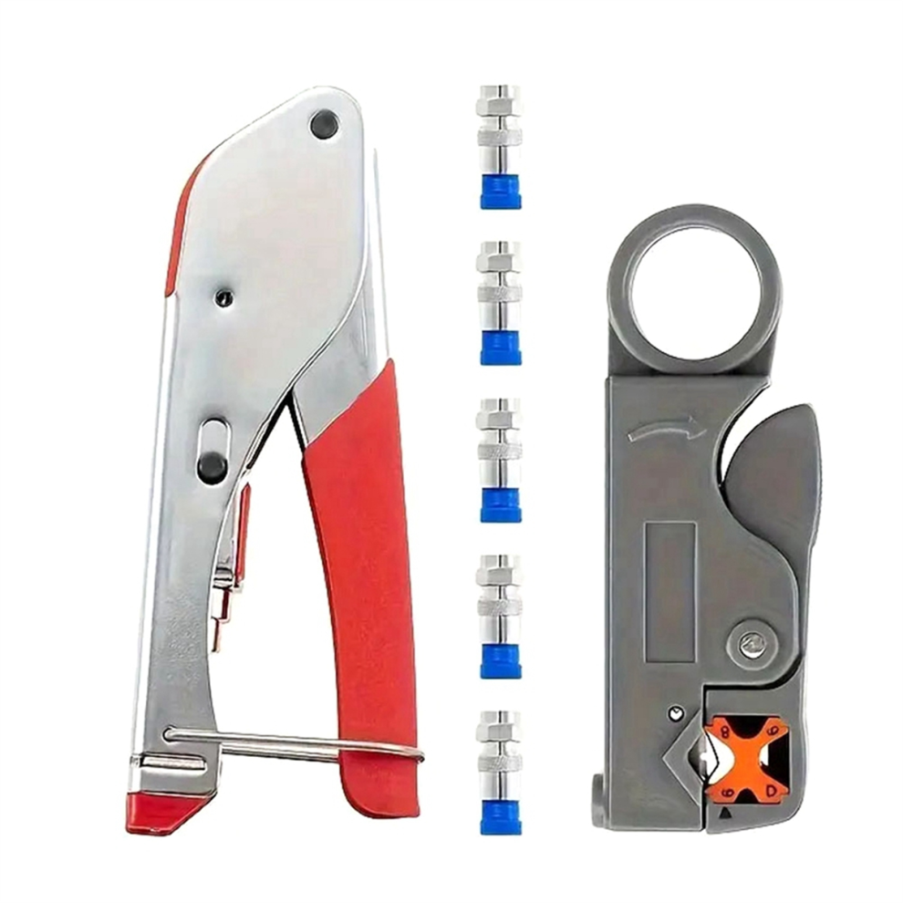 7Pc Coax Cable Crimper Coaxial Compression Tool Kit Wire Stripper 4712844915292