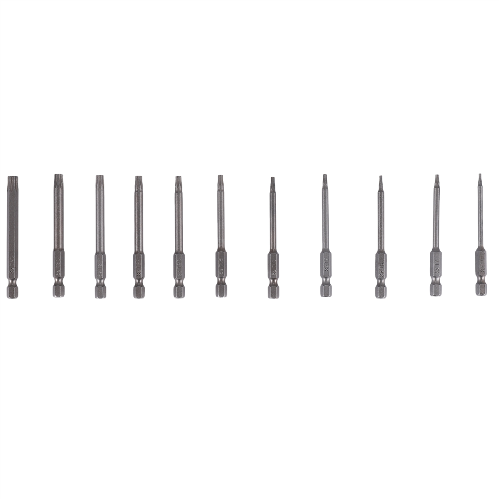 11Pcs 75Mm Magnetic S2 Steel Screwdriver Bits Hex Torx Head 4712844918958
