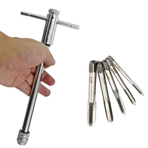 Long Adjustable T-Handle Ratchet Wrench with 5 M3-M8 3mm-8mm Thread 1