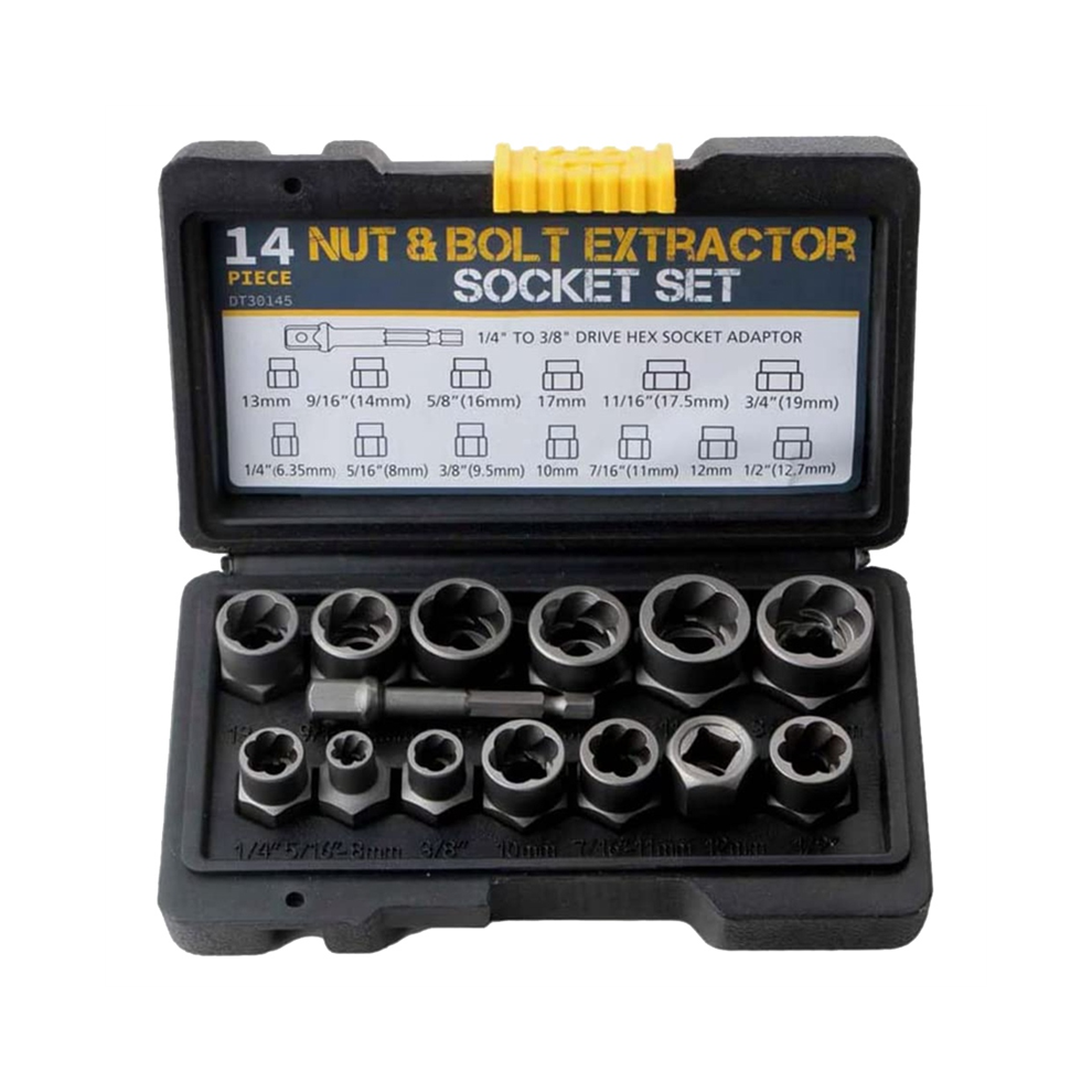 14Pcs Impact Bolt & Nut Remover Set, Stripped Lug Nut Remover 4712844919986