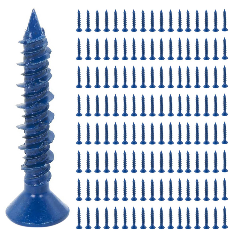 100Pcs 3/16X1-1/4In Screw Anchor For Anchoring To Masonry 4712844918859