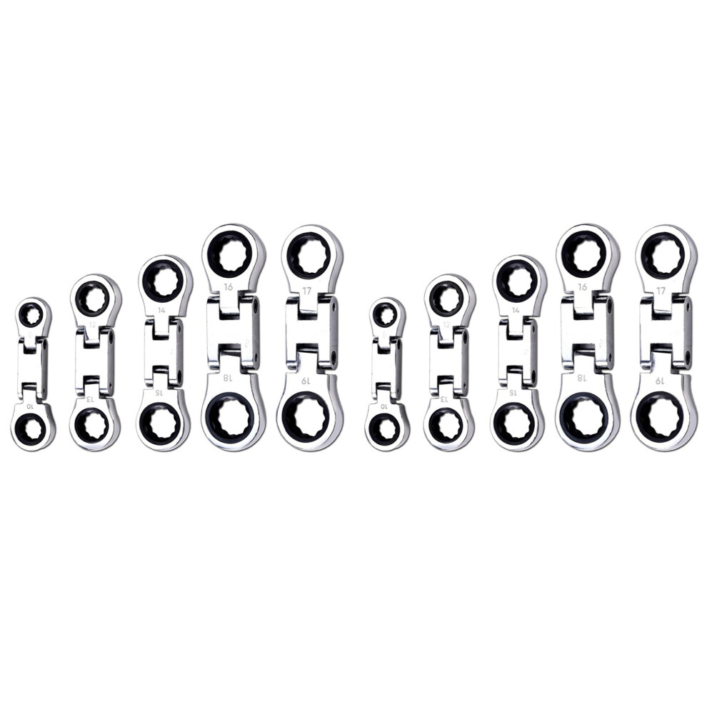 Flex-Head Stubby Ratcheting Combination Wrench Set, Mini Wrench Set 4712844920890