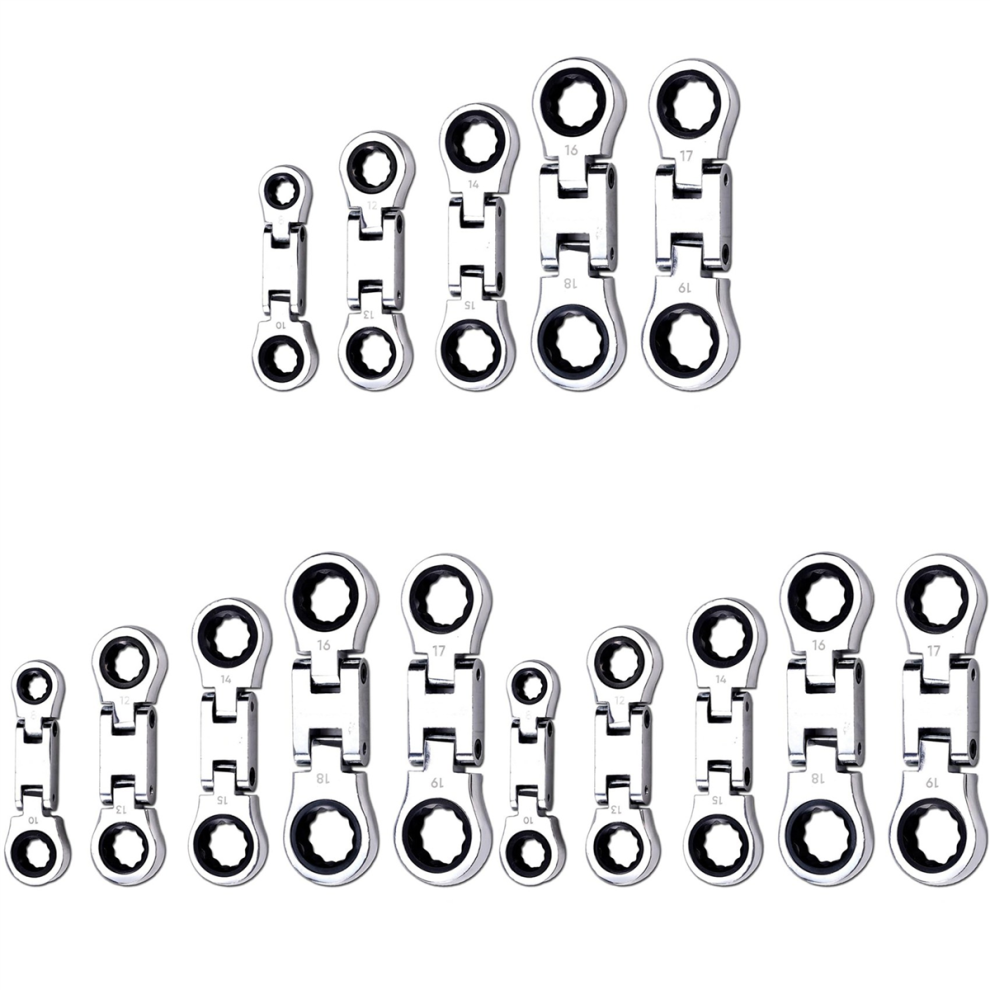Flex-Head Stubby Ratcheting Combination Wrench Set, Mini Wrench Set 4712844920906