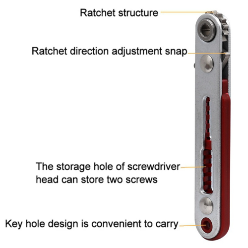 Mini Ratchet Wrench 1/4Inch Drive Socket Hex Screwdriver Bit Straight 2