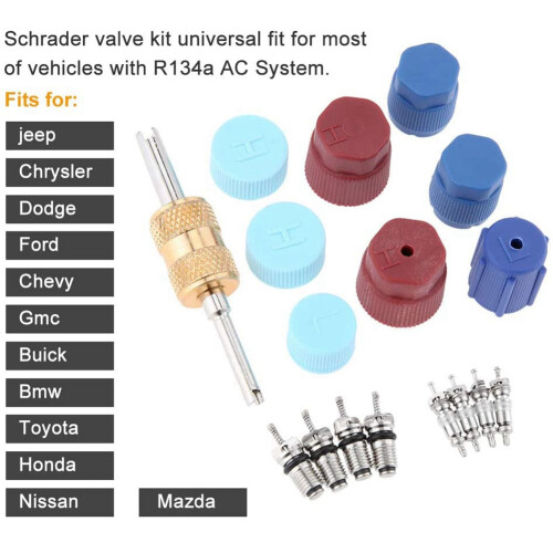 17Pcs Air Conditioning Valve Core Kit Valve Cores Accessories Tool 1