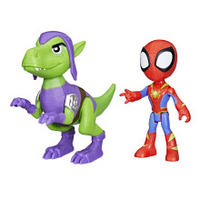 Spidey och hans fantastiska vänner Marvel Dino-Webs Spidey och Goblin Raptor actionfigurer sätter superhjälteksaker för pojkar och flickor i åldr