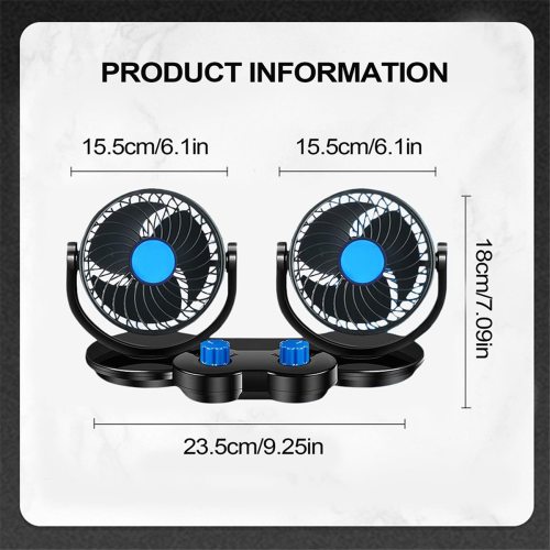 12V Car Fan Double Switch Double Head Fan Portable Auto Cooling Fan 2