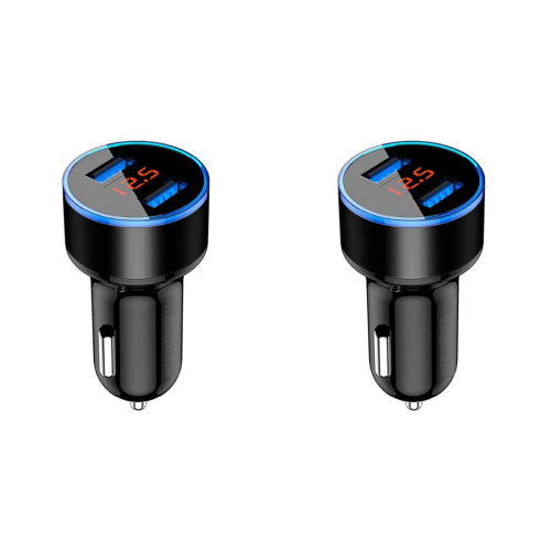 3.1A Dual USB Car Charger 2 Port LCD Display 12-24V Fast Quick,Black