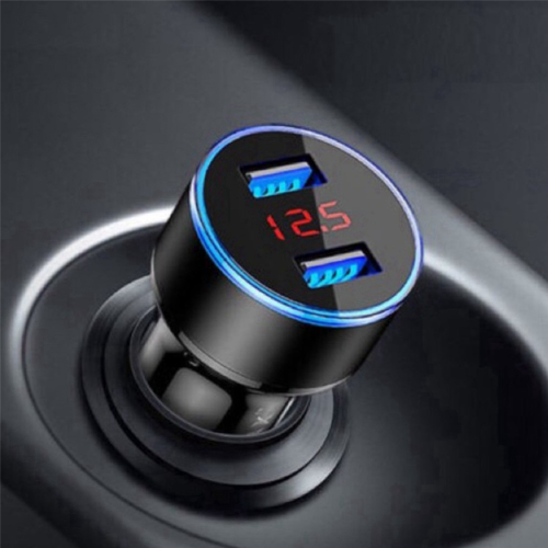 3.1A Dual USB Car Charger 2 Port LCD Display 12-24V Fast Quick,Black 2