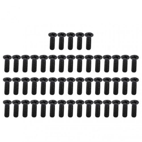 50Pcs Black Galvanized DIN 965 Countersunk Cross Screws M3x10 Assortment Kit