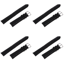 18mm Bracelet de Montre en PU Cuir Noir Boucle Alliage Watch Strap