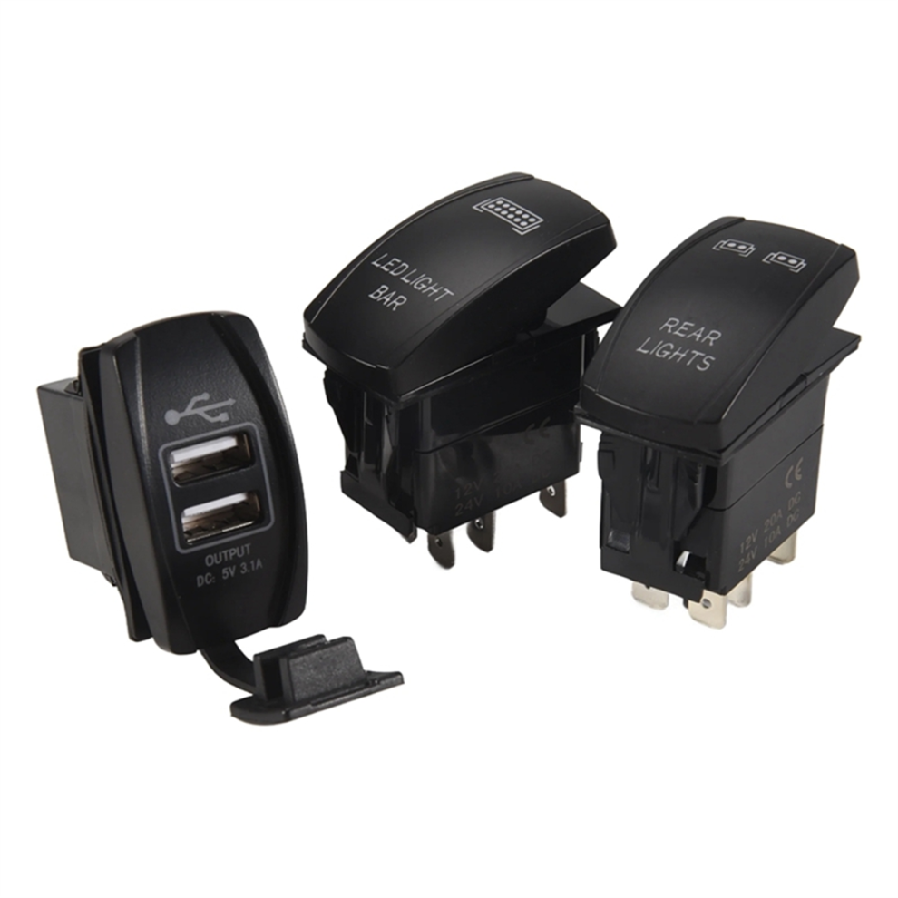 Rocker Switch Rear Lights LED Light Bar 2USB Power Charger Switch-image-OPC-PJ995CG-NEW