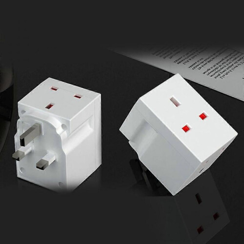 3-Way Triple Plug Adapter - Multi-Plug Extended Socket Adapter - UK 3 Pin HG 2