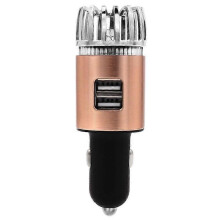 Aluminum alloy USB car air purifier mini negative ion dual car charger 2 in 1 metal car purification HG