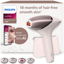 Philips Lumea 9900 Series IPL Hair Removal Device with SenseIQ and SkinAI Technology, 4 Attachments for Body, Face, Bikini Line and Underarms,