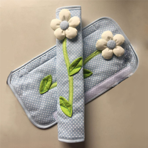 2x Flower Polka Dot Door/Refrigerator Handle Cover Gloves Blue 2