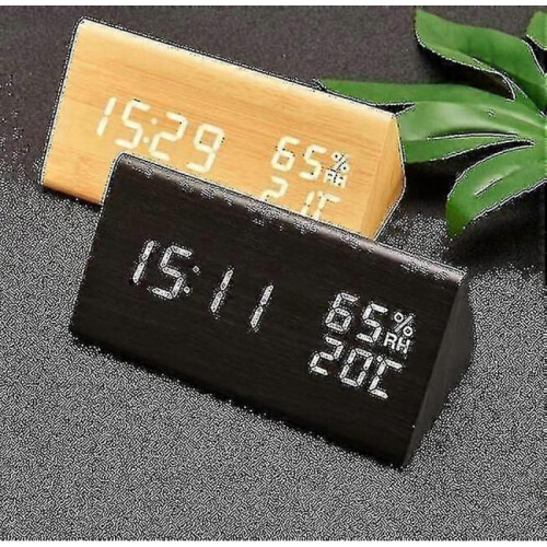 Digital Alarm Clock Wooden Electronic Led Clocks HG 2