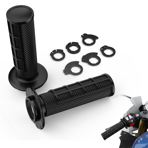 Universal Motorcycle Handlebar Grips with The Snap-in Cam Black 1