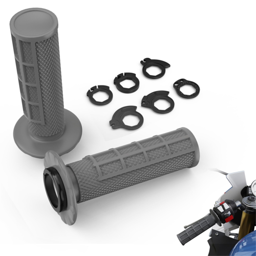 Universal Motorcycle Handlebar Grips with The Snap-in Cam Grey 2