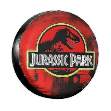 (15 inch-6)Jurassic Park Logo Yellow Spare Tire Cover For Jeep Mitsubishi Pajero Giant Dinsaur Car Wheel