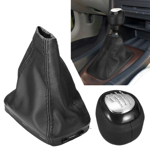 6 Speed Gear Shift Knob Leather Lever Shifter 1