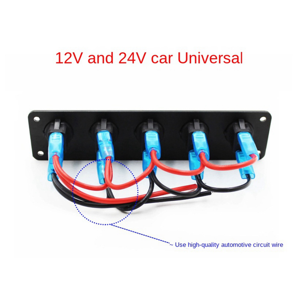 5 Gang Round Dash Rocker Toggle Switch Panel Blue 4714181661627